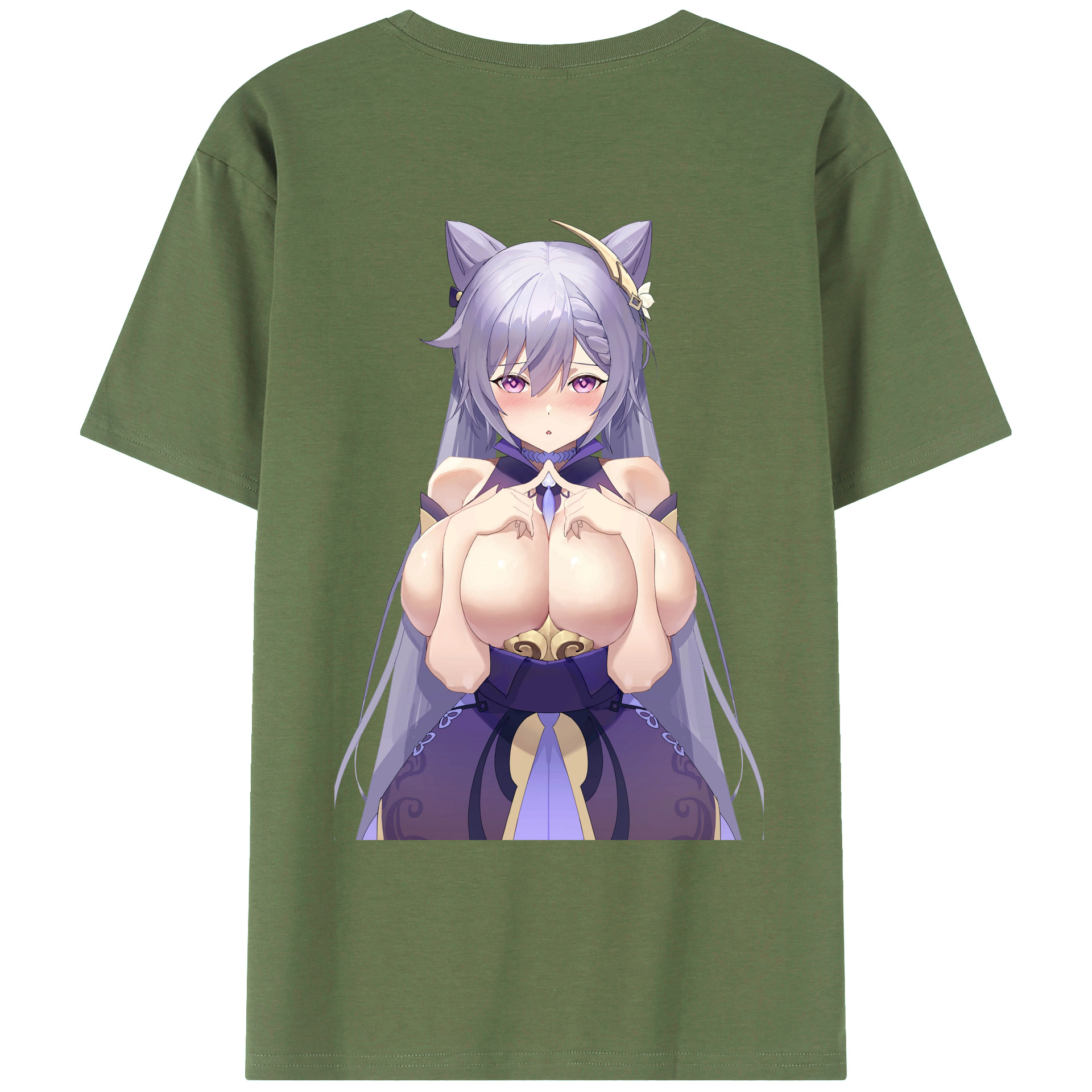 げんし神 刻晴 こくせい genshin Kokusei 綿100％ メンズ半袖Tシャツ（バックプリント） 通気性